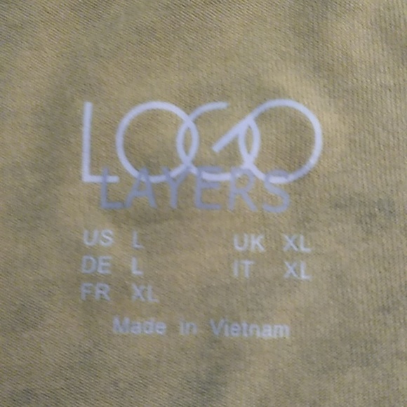 LOGO LAGENLOOK CARDIGAN, OPEN TUNIC, NATURAL MONOCHROMATIC GREENS & TAN - Picture 5 of 6